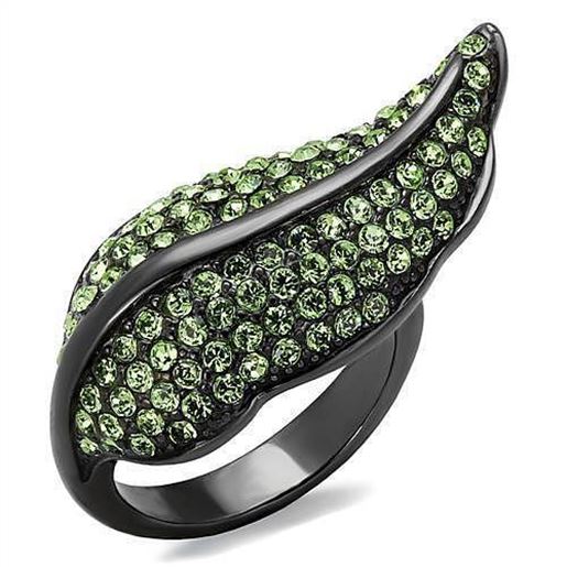 Picture of TK985LJ - Stainless Steel Ring IP Light Black  (IP Gun) Women Top Grade Crystal Peridot