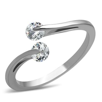 Picture of TK995 - Stainless Steel Ring High polished (no plating) Women AAA Grade CZ Clear