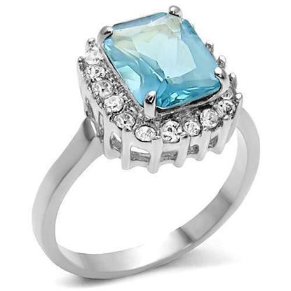 Picture of TK9X041 - Stainless Steel Ring High polished (no plating) Women Synthetic Sea Blue