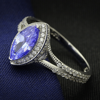 Picture of TS024 - 925 Sterling Silver Ring Rhodium Women AAA Grade CZ Tanzanite