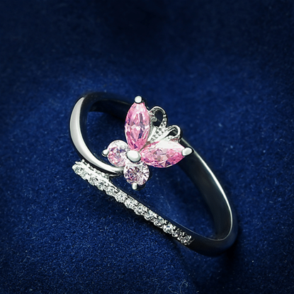 Picture of TS042 - 925 Sterling Silver Ring Rhodium Women AAA Grade CZ Light Rose