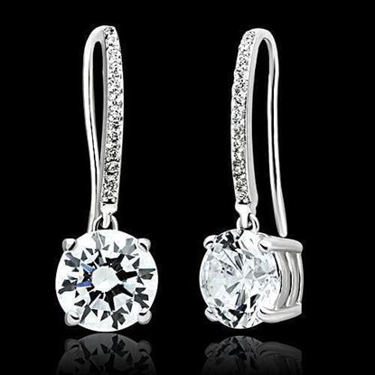 Picture of TS052 - 925 Sterling Silver Earrings Rhodium Women AAA Grade CZ Clear