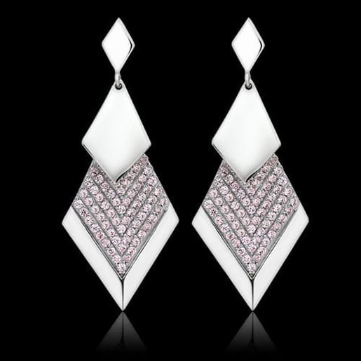 Picture of TS053 - 925 Sterling Silver Earrings Rhodium Women AAA Grade CZ Rose