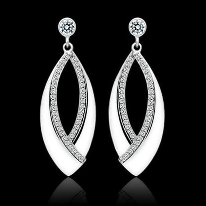 Picture of TS054 - 925 Sterling Silver Earrings Rhodium Women AAA Grade CZ Clear