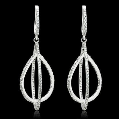 Picture of TS055 - 925 Sterling Silver Earrings Rhodium Women AAA Grade CZ Clear