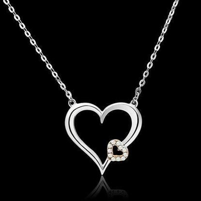 Picture of TS061 - 925 Sterling Silver Necklace Rose Gold + Rhodium Women AAA Grade CZ Clear