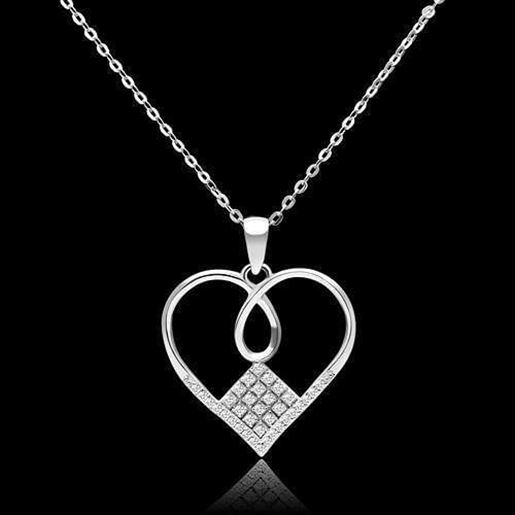 Picture of TS062 - 925 Sterling Silver Necklace Rhodium Women AAA Grade CZ Clear