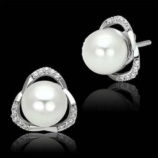 Picture of TS066 - 925 Sterling Silver Earrings Rhodium Women Synthetic White