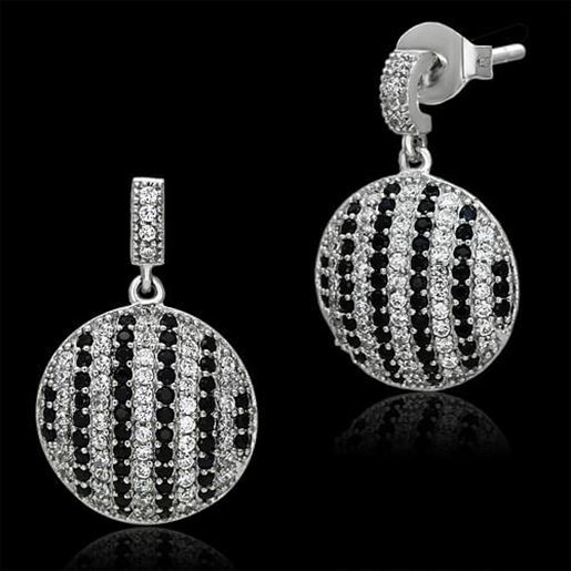 Picture of TS069 - 925 Sterling Silver Earrings Rhodium Women AAA Grade CZ Jet