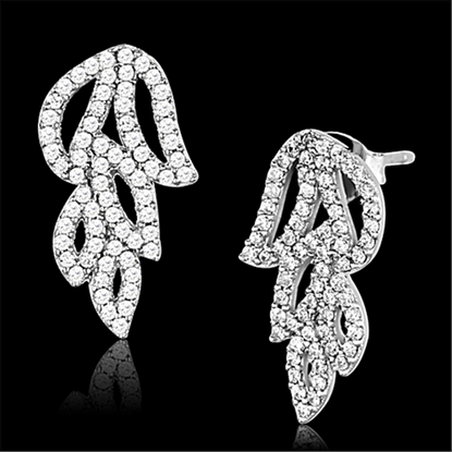 Picture of TS117 - 925 Sterling Silver Earrings Rhodium Women AAA Grade CZ Clear