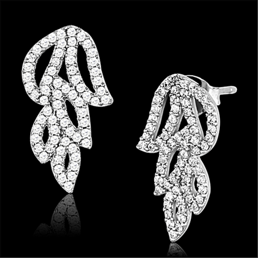 Picture of TS117 - 925 Sterling Silver Earrings Rhodium Women AAA Grade CZ Clear