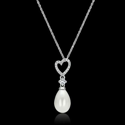 Picture of TS127 - 925 Sterling Silver Necklace Rhodium Women Synthetic White