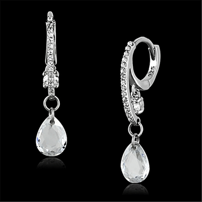 Picture of TS159 - 925 Sterling Silver Earrings Rhodium Women AAA Grade CZ Clear