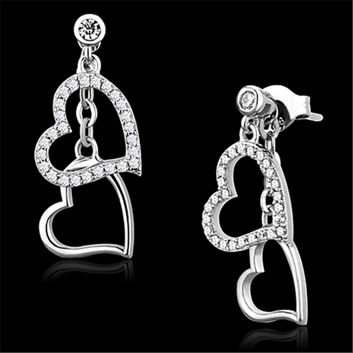 Picture of TS160 - 925 Sterling Silver Earrings Rhodium Women AAA Grade CZ Clear