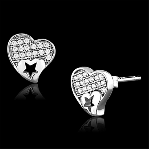 Picture of TS161 - 925 Sterling Silver Earrings Rhodium Women AAA Grade CZ Clear