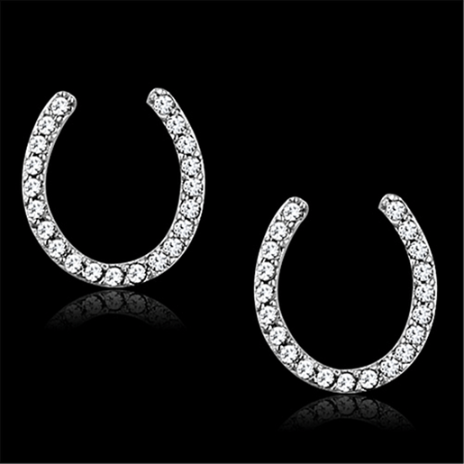 Picture of TS162 - 925 Sterling Silver Earrings Rhodium Women AAA Grade CZ Clear