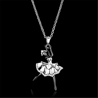 Picture of TS164 - 925 Sterling Silver Chain Pendant Rhodium + Ruthenium Women AAA Grade CZ Clear