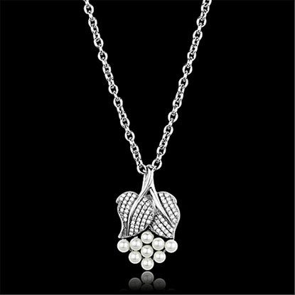 Picture of TS165 - 925 Sterling Silver Chain Pendant Rhodium Women Synthetic White