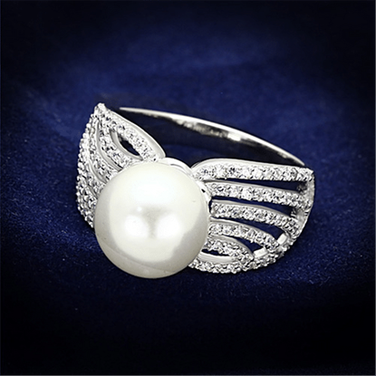 Picture of TS169 - 925 Sterling Silver Ring Rhodium Women Synthetic White