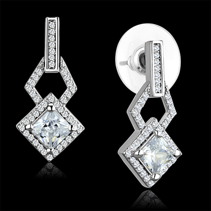 Picture of TS291 - 925 Sterling Silver Earrings Rhodium Women AAA Grade CZ Clear