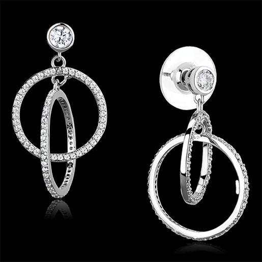 Picture of TS294 - 925 Sterling Silver Earrings Rhodium Women AAA Grade CZ Clear