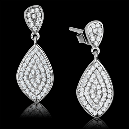 Picture of TS325 - 925 Sterling Silver Earrings Rhodium Women AAA Grade CZ Clear