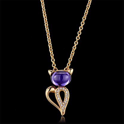 Picture of TS408 - 925 Sterling Silver Chain Pendant Rose Gold Women AAA Grade CZ Amethyst