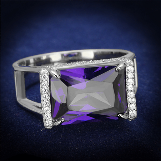 Picture of TS417 - 925 Sterling Silver Ring Rhodium Women AAA Grade CZ Amethyst