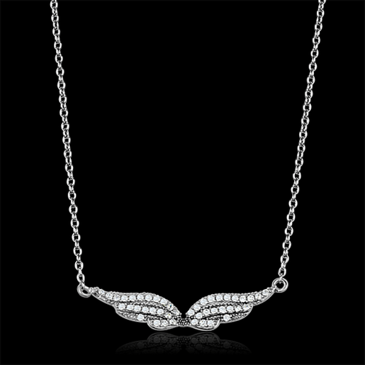 Picture of TS448 - 925 Sterling Silver Chain Pendant Rhodium Women AAA Grade CZ Clear