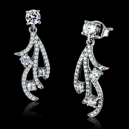 Picture of TS495 - 925 Sterling Silver Earrings Rhodium Women AAA Grade CZ Clear