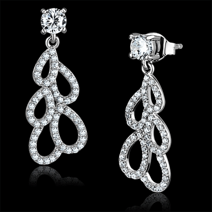 Picture of TS496 - 925 Sterling Silver Earrings Rhodium Women AAA Grade CZ Clear