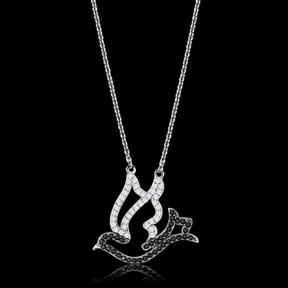 Picture of TS563 - 925 Sterling Silver Chain Pendant Rhodium + Ruthenium Women AAA Grade CZ Clear