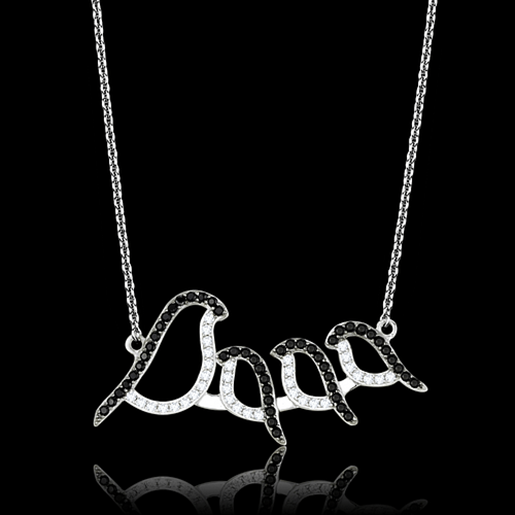 Picture of TS564 - 925 Sterling Silver Chain Pendant Rhodium + Ruthenium Women AAA Grade CZ Clear