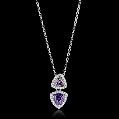 Picture of TS607 - 925 Sterling Silver Chain Pendant Rhodium Women AAA Grade CZ Amethyst