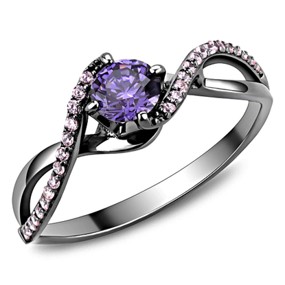 Picture of TS610 - 925 Sterling Silver Ring Ruthenium Women AAA Grade CZ Amethyst