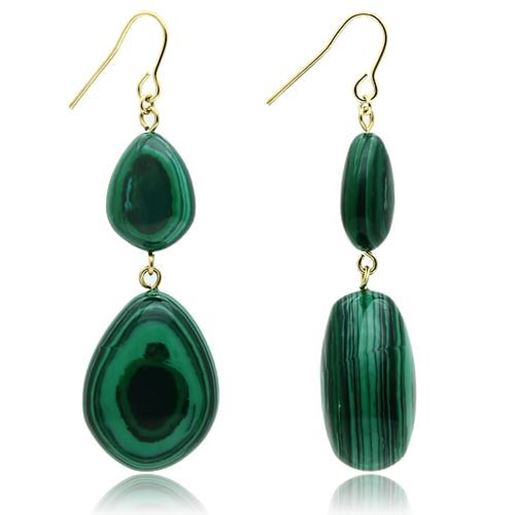 Picture of VL019 - Brass Earrings Gold Women Synthetic Emerald