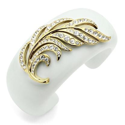 Picture of VL028 - Brass Bangle IP Gold(Ion Plating) Women Synthetic White