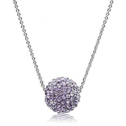 Picture of VL056 - Brass Chain Pendant Rhodium Women Top Grade Crystal Light Amethyst