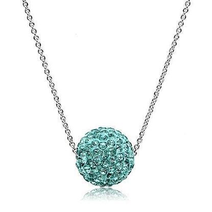 Picture of VL059 - Brass Chain Pendant Rhodium Women Top Grade Crystal Sea Blue