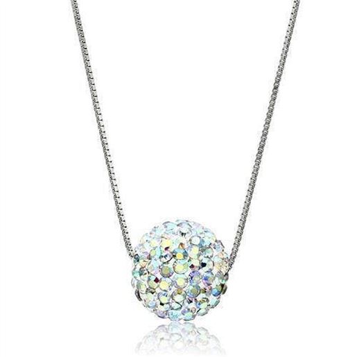 Picture of VL062 - Brass Chain Pendant Rhodium Women Top Grade Crystal Aurora Borealis (Rainbow Effect)