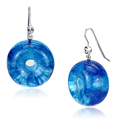 Picture of VL069 - Brass Earrings IP rhodium (PVD) Women Synthetic Blue Topaz