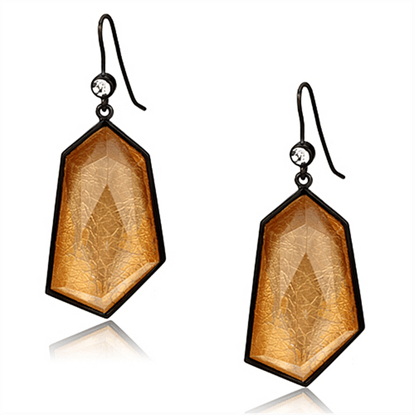 Picture of VL070 - Brass Earrings IP Black(Ion Plating) Women Synthetic Orange