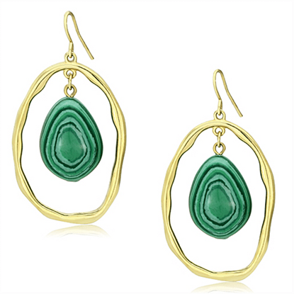 Picture of VL072 - Brass Earrings IP Gold(Ion Plating) Women Synthetic Turquoise
