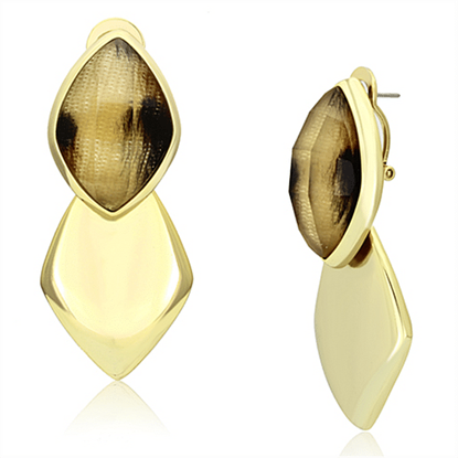 Picture of VL073 - Brass Earrings IP Gold(Ion Plating) Women Synthetic Animal pattern