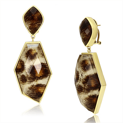 Picture of VL074 - Brass Earrings IP Gold(Ion Plating) Women Synthetic Animal pattern