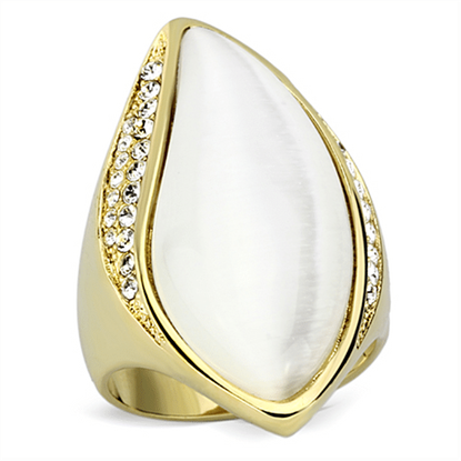 Picture of VL082 - Brass Ring IP Gold(Ion Plating) Women Synthetic White
