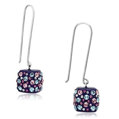 Image de VL089 - Stainless Steel Earrings High polished (no plating) Women Top Grade Crystal Multi Color