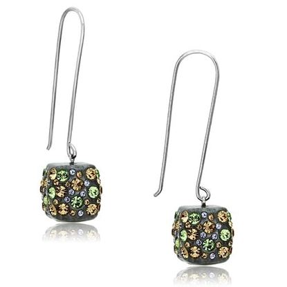 Picture of VL090 - Stainless Steel Earrings High polished (no plating) Women Top Grade Crystal Multi Color
