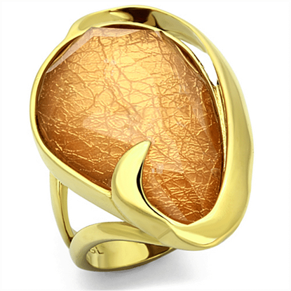 Изображение VL098 - Stainless Steel Ring IP Gold(Ion Plating) Women Synthetic Orange