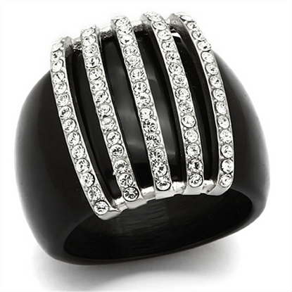 图片 VL099 - Stainless Steel Ring High polished (no plating) Women Top Grade Crystal Clear